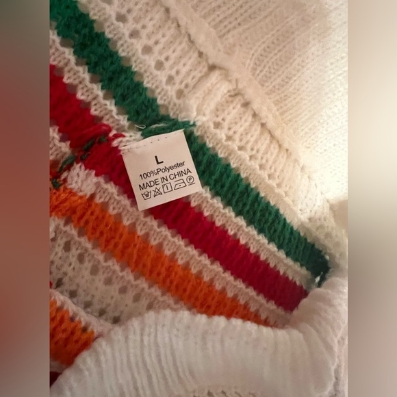 Crochet Knitted Sexy Stripe Button Shorts – 100% Polyester (Size L, New Without - Picture 7 of 7